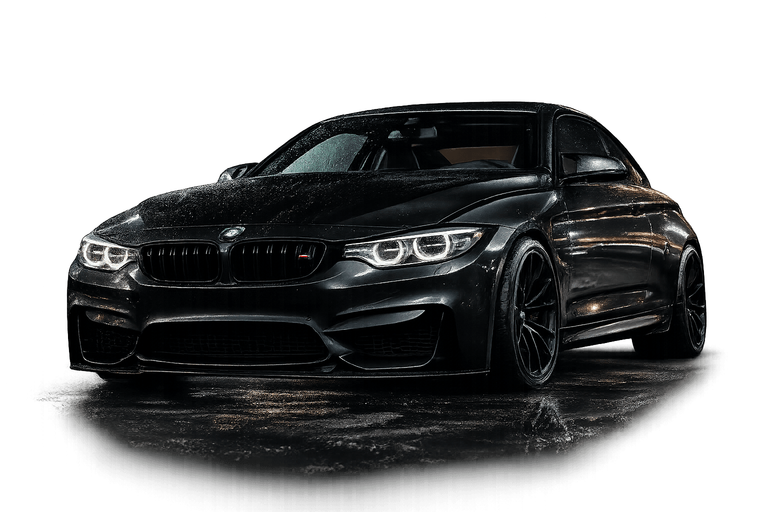 A protected luxury vehicle in a dark cinematic environment